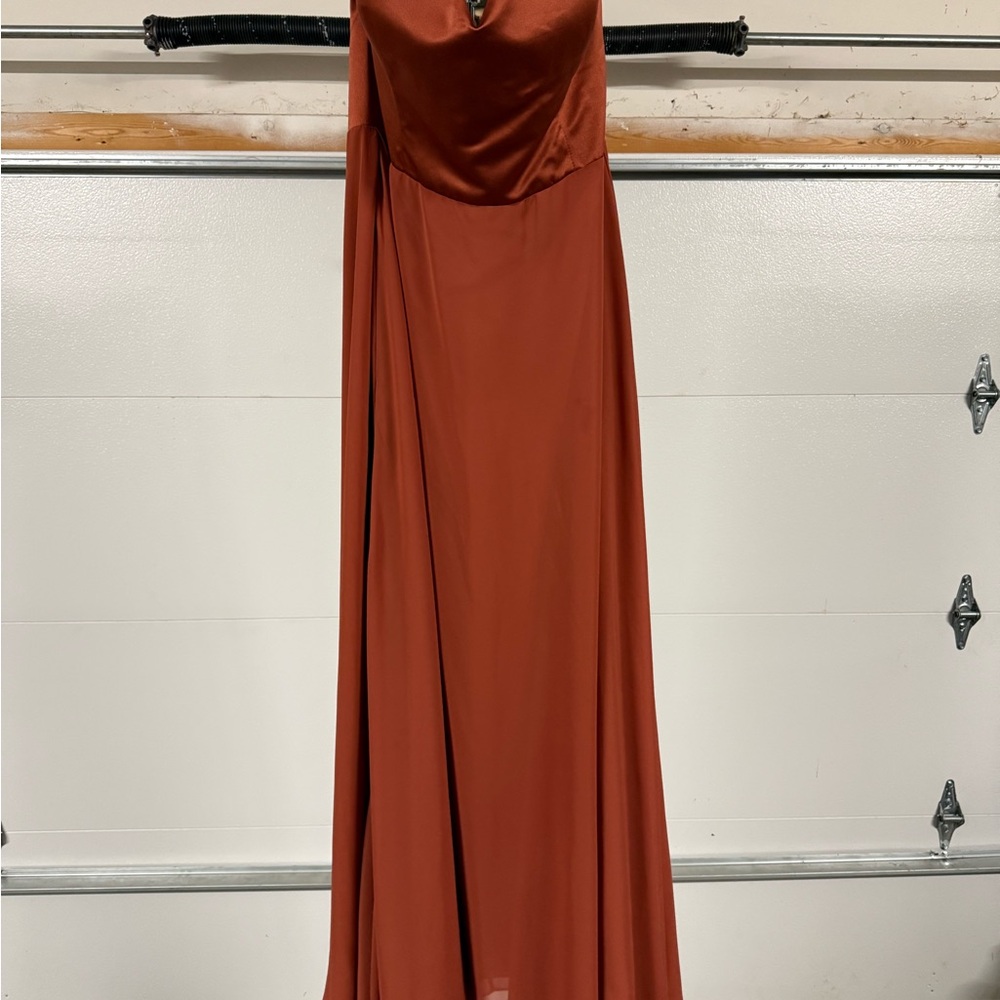 Christina Wu Strapless Rust Dress